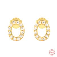 Fashion Letter Silver Plating Inlay Zircon Ear Studs 1 Pair sku image 15