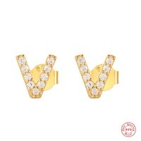 Fashion Letter Silver Plating Inlay Zircon Ear Studs 1 Pair sku image 19