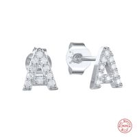 Fashion Letter Silver Plating Inlay Zircon Ear Studs 1 Pair sku image 23