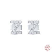 Fashion Letter Silver Plating Inlay Zircon Ear Studs 1 Pair sku image 40