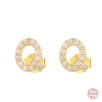 Fashion Letter Silver Plating Inlay Zircon Ear Studs 1 Pair main image 4