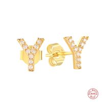 Fashion Letter Silver Plating Inlay Zircon Ear Studs 1 Pair sku image 21