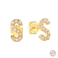 Fashion Letter Silver Plating Inlay Zircon Ear Studs 1 Pair sku image 17