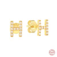 Fashion Letter Silver Plating Inlay Zircon Ear Studs 1 Pair sku image 9