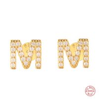 Fashion Letter Silver Plating Inlay Zircon Ear Studs 1 Pair sku image 13
