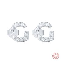 Fashion Letter Silver Plating Inlay Zircon Ear Studs 1 Pair sku image 29