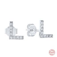 Fashion Letter Silver Plating Inlay Zircon Ear Studs 1 Pair sku image 1