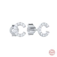 Fashion Letter Silver Plating Inlay Zircon Ear Studs 1 Pair sku image 25