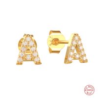 Fashion Letter Silver Plating Inlay Zircon Ear Studs 1 Pair sku image 2