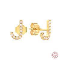 Fashion Letter Silver Plating Inlay Zircon Ear Studs 1 Pair sku image 10