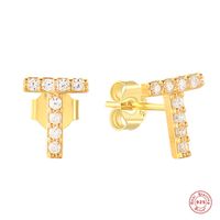 Fashion Letter Silver Plating Inlay Zircon Ear Studs 1 Pair sku image 18