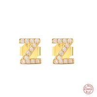 Fashion Letter Silver Plating Inlay Zircon Ear Studs 1 Pair sku image 22