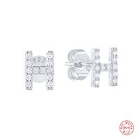 Fashion Letter Silver Plating Inlay Zircon Ear Studs 1 Pair sku image 30