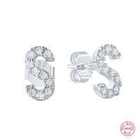 Fashion Letter Silver Plating Inlay Zircon Ear Studs 1 Pair sku image 37