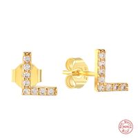 Fashion Letter Silver Plating Inlay Zircon Ear Studs 1 Pair sku image 12