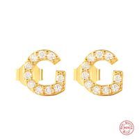 Fashion Letter Silver Plating Inlay Zircon Ear Studs 1 Pair sku image 8