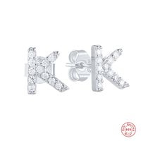 Fashion Letter Silver Plating Inlay Zircon Ear Studs 1 Pair sku image 32