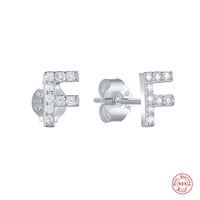 Fashion Letter Silver Plating Inlay Zircon Ear Studs 1 Pair sku image 28