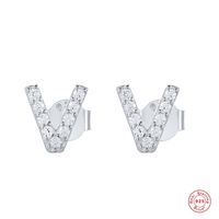 Fashion Letter Silver Plating Inlay Zircon Ear Studs 1 Pair sku image 38