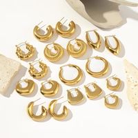 1 Pair Fashion Solid Color Plating Stainless Steel Gold Plated Earrings main image 1