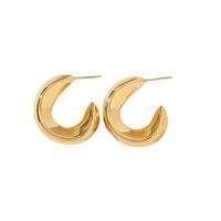 1 Paar Mode Einfarbig Überzug Rostfreier Stahl Vergoldet Ohrringe main image 5