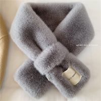 Women's Simple Style Solid Color Imitation Fur Polyester Winter Scarves sku image 2