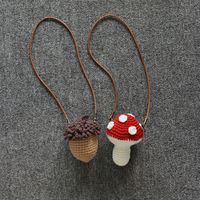Girl's Mini Straw Pine Nuts Mushroom Cute Crossbody Bag main image 6