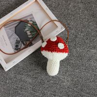 Girl's Mini Straw Pine Nuts Mushroom Cute Crossbody Bag sku image 1