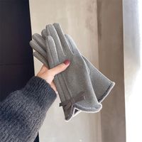 Frau Einfacher Stil Einfarbig Samt Polyester Handschuhe 1 Paar sku image 1