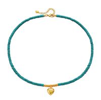 1 Piece Ethnic Style Heart Shape Turquoise Copper Plating Necklace main image 1