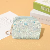 Women's Solid Color Polyester Sequins Zipper Coin Purses sku image 1