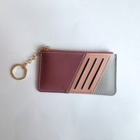 Women's Color Block Pu Leather Zipper Card Holders sku image 5