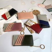Women's Color Block Pu Leather Zipper Card Holders main image 5