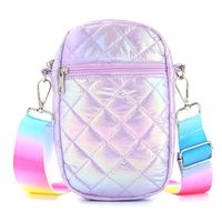 Girl's Medium Nylon Polyester Solid Color Fashion Square Zipper Crossbody Bag sku image 3