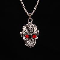 Wholesale Jewelry Fashion Skull 201 Stainless Steel Zinc Alloy Rhinestone Inlay Pendant Necklace sku image 2