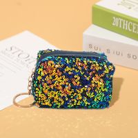 Women's Solid Color Polyester Sequins Zipper Coin Purses sku image 5
