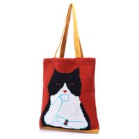 Women's Large Polyester Cat Cute Open Underarm Bag main image video