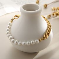 Hip-hop Geometric Stainless Steel Patchwork Artificial Pearls Jewelry Set 1 Piece main image 9