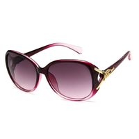 Fashion Solid Color Pc Oval Frame Metal Inlay Full Frame Women's Sunglasses sku image 2