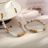 Fashion Geometric Stainless Steel Beaded Opal Bracelets Necklace 1 Piece main image 1