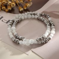 Fashion Geometric Stainless Steel Beaded Opal Bracelets Necklace 1 Piece main image 6