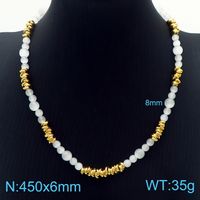 Fashion Geometric Stainless Steel Beaded Opal Bracelets Necklace 1 Piece sku image 4