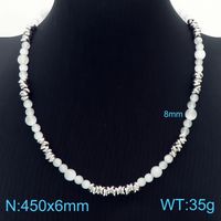 Fashion Geometric Stainless Steel Beaded Opal Bracelets Necklace 1 Piece sku image 3