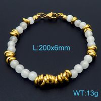 Fashion Geometric Stainless Steel Beaded Opal Bracelets Necklace 1 Piece sku image 1