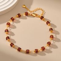 Fashion Geometric Copper Gold Plated Inlay Crystal Women's Anklet 1 Piece main image 1