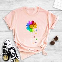 Kontrastfarbe Sonnenblume T-shirt Mit Englischem Aufdruck main image 7