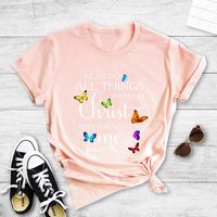 Casual Butterfly Letters Printed Short-sleeved T-shirt Women main image 5