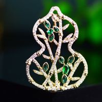 Nuevo Broche De Circonita De Hoja De Bambú De Calabaza De Moda Nacional Elegante Y Elegante Abrigo Cheongsam Suéter Ropa Pin Accesorios Creativos main image 6