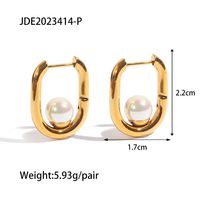 1 Pair Fashion U Shape Inlay Stainless Steel Pearl Earrings sku image 1