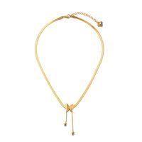 European And American Jewelry Special Interest Light Luxury Stainless Steel Real Gold Frosted Butterfly Pendant Exquisite Tassel Snake Bones Chain Clavicle Necklace main image 5